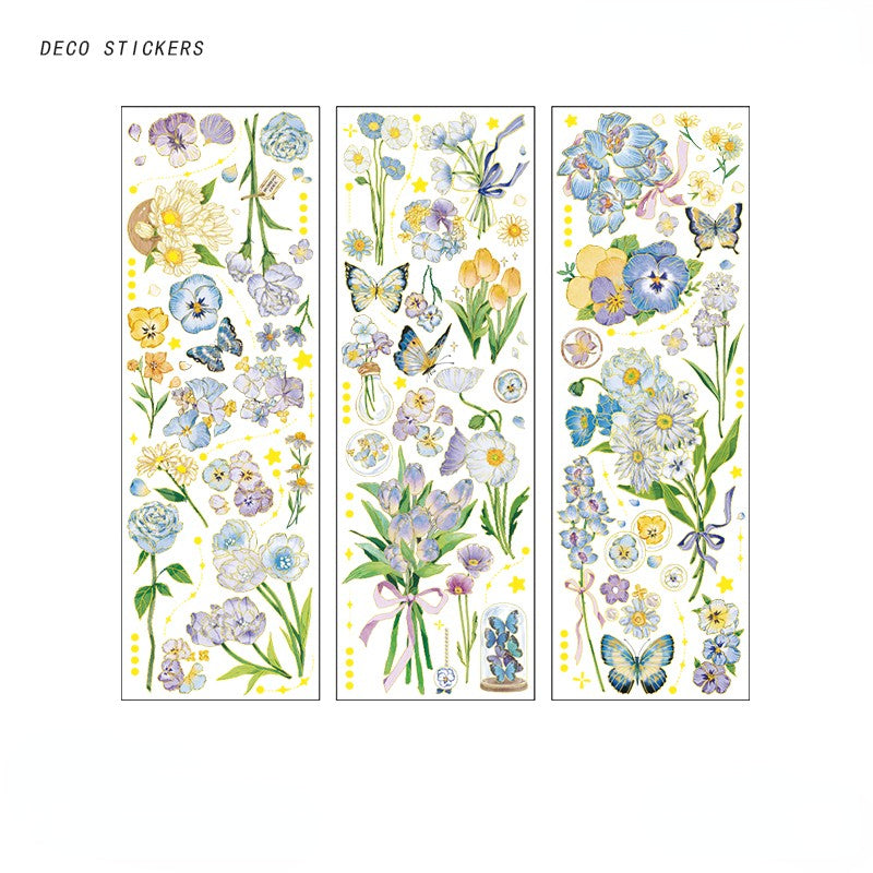 12 Sheets Dazzling Floral Bronzing Decor Stickers