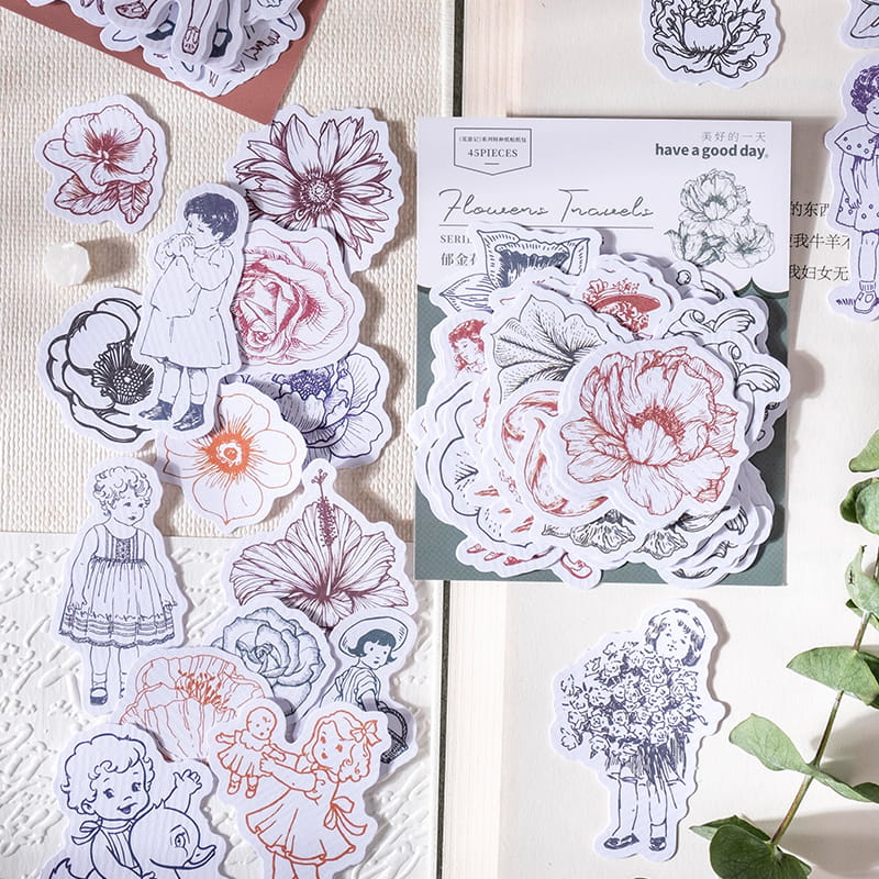 45 PCS Petals And Maiden Stickers Pack