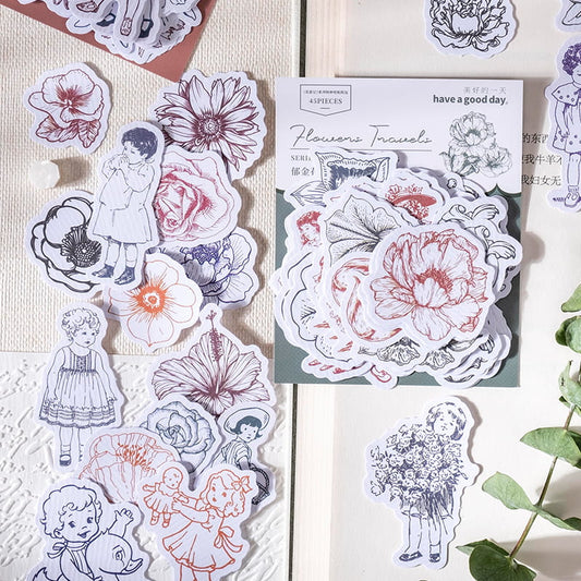 45 PCS Petals And Maiden Stickers Pack