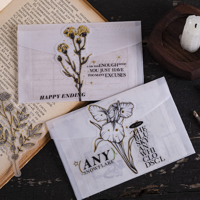 Gold Foil Floral Sticker Pack