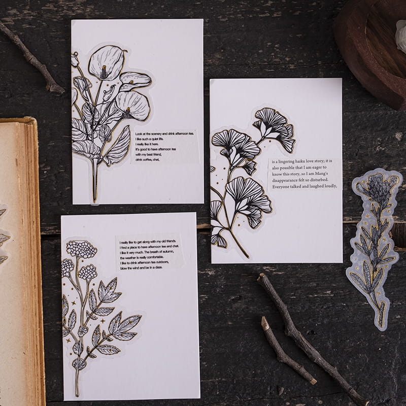 Gold Foil Floral Sticker Pack