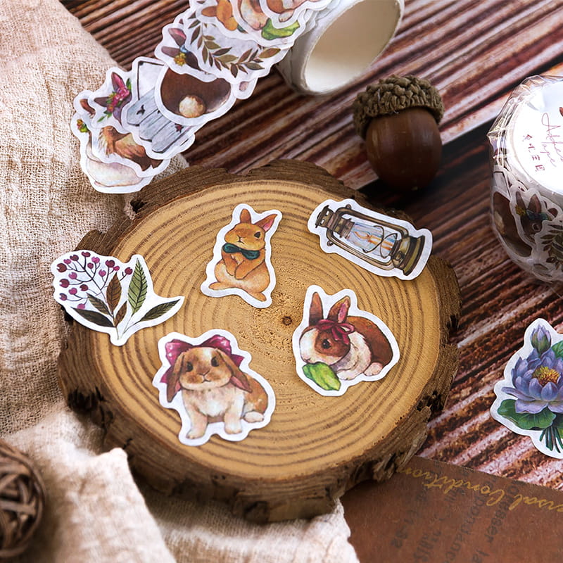 Flowers And Animals Shaped Pattern Washi Tape