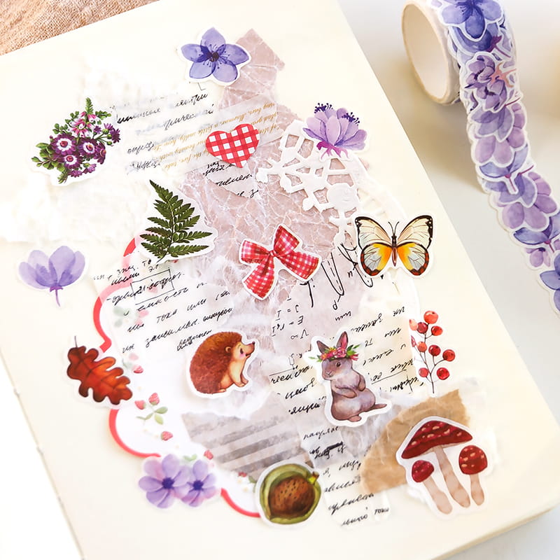 Flowers And Animals Shaped Pattern Washi Tape