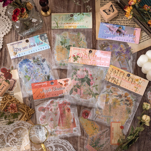 30 PCS Poetry And Flower Stickers Pack