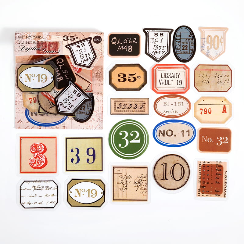 40 PCS Retro Image Pet Decor Stickers