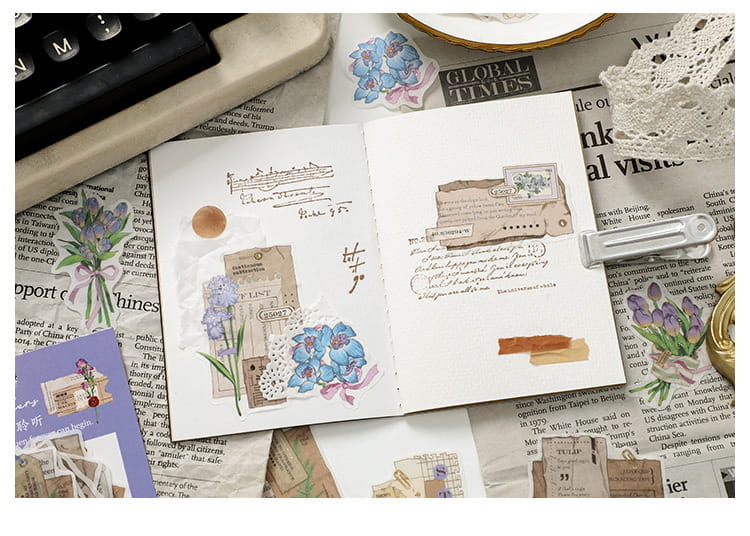 30 PCS Floral And Label Decor Stickers
