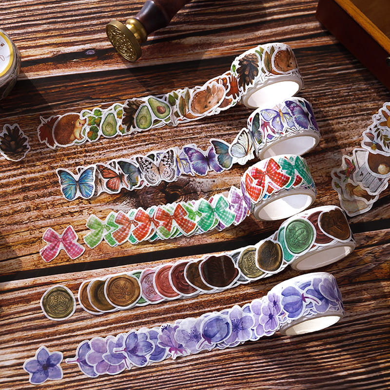 Flowers And Animals Shaped Pattern Washi Tape