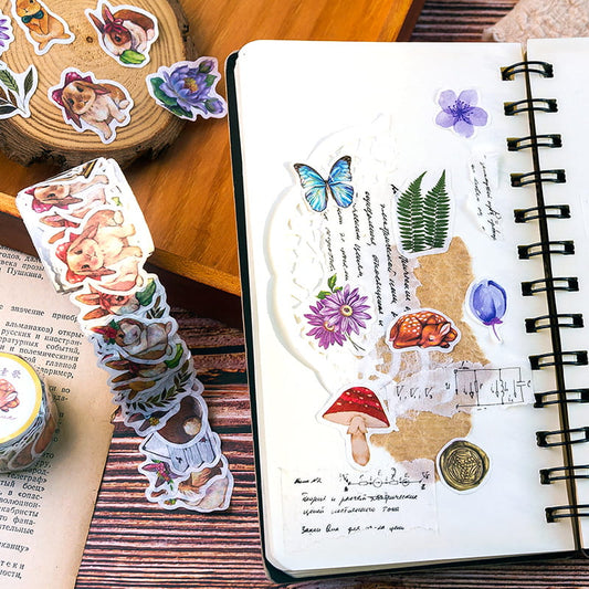 Flowers And Animals Shaped Pattern Washi Tape