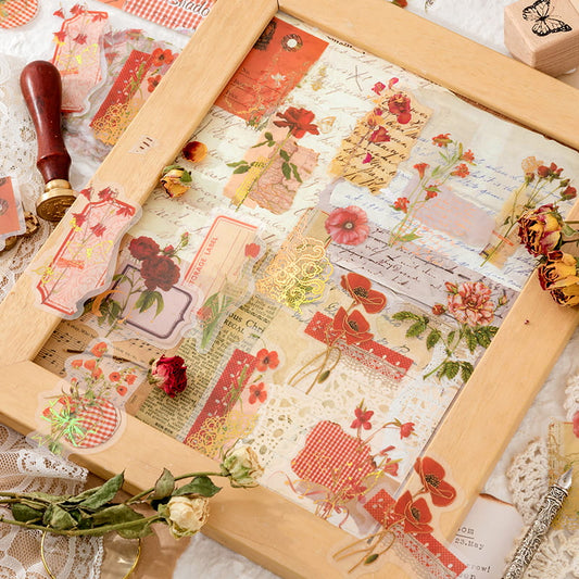 30 PCS Poetry And Flower Stickers Pack
