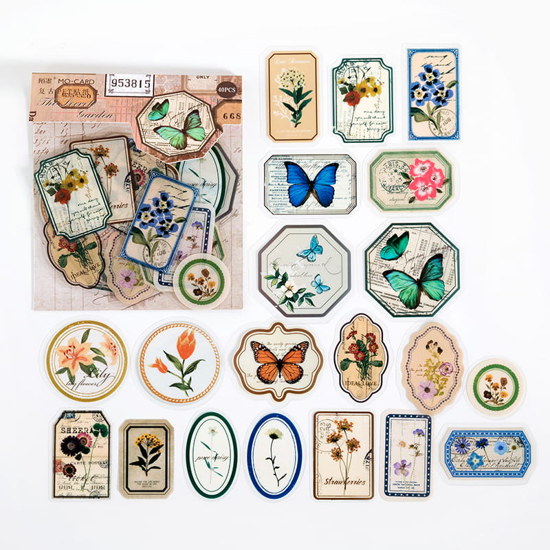 40 PCS Retro Image Pet Decor Stickers