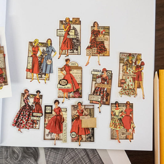 30 PCS Retro Women Sticker