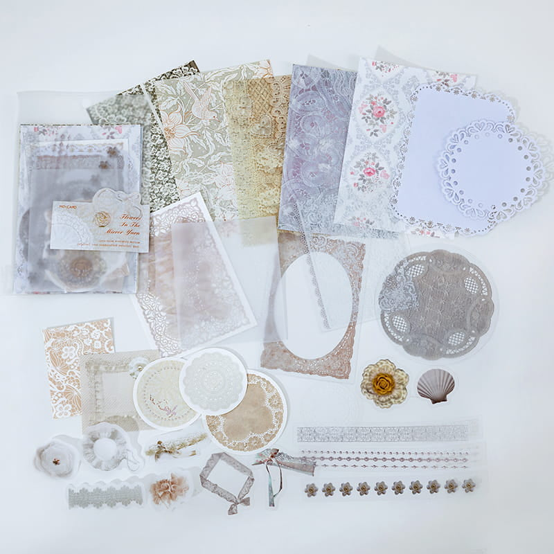 30 PCS Lace Workshop Decor Paper And Sticker