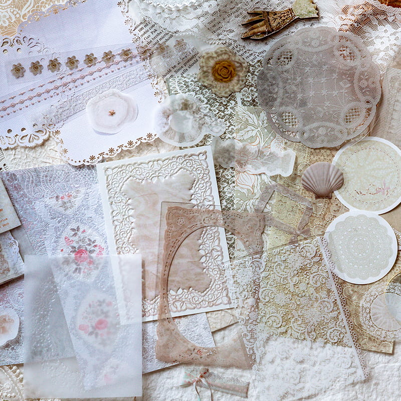 30 PCS Lace Workshop Decor Paper And Sticker