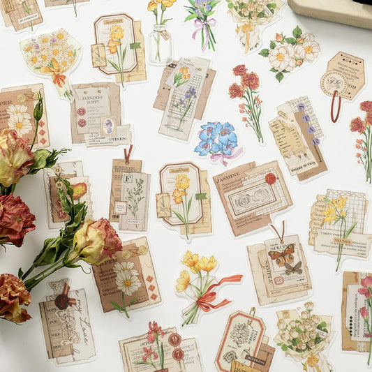 30 PCS Floral And Label Decor Stickers