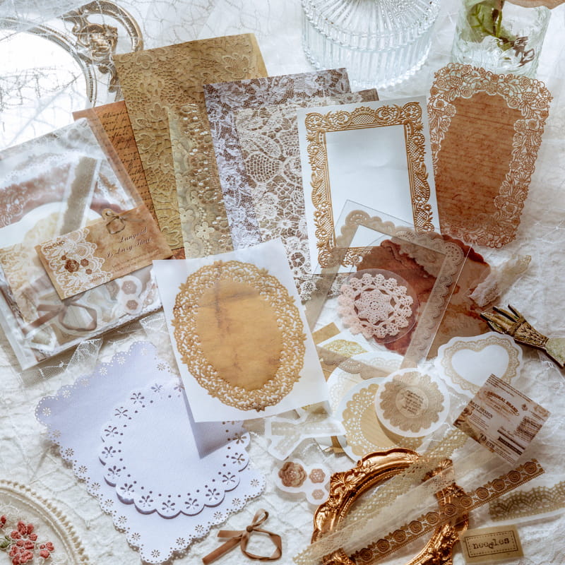 30 PCS Lace Workshop Decor Paper And Sticker