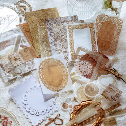 30 PCS Lace Workshop Decor Paper And Sticker