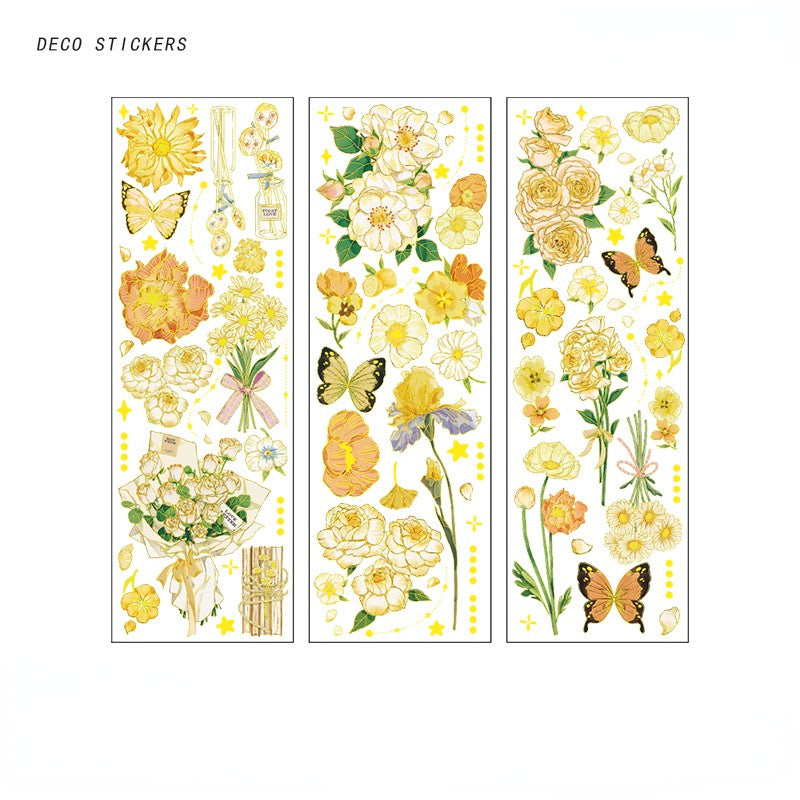 12 Sheets Dazzling Floral Bronzing Decor Stickers