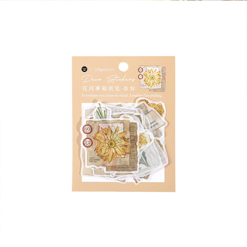 30 PCS Floral And Label Decor Stickers