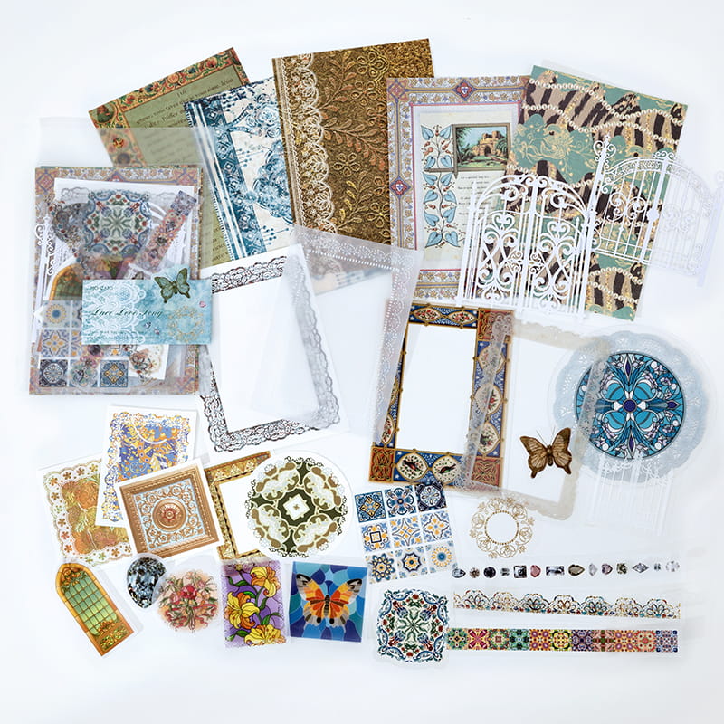 30 PCS Lace Workshop Decor Paper And Sticker