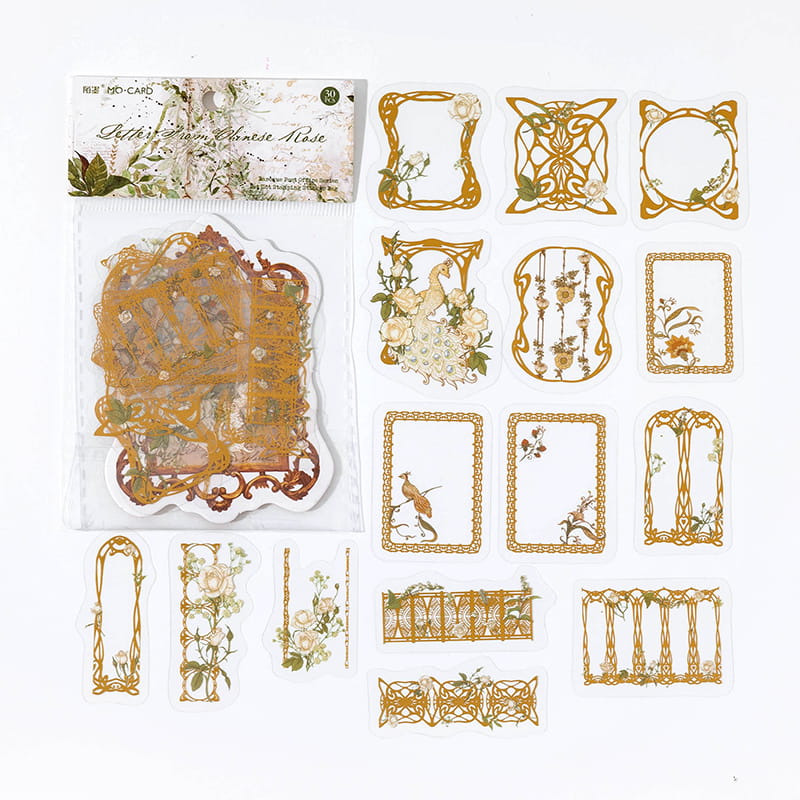 30 PCS Baroque Bronzing Sticker Pack