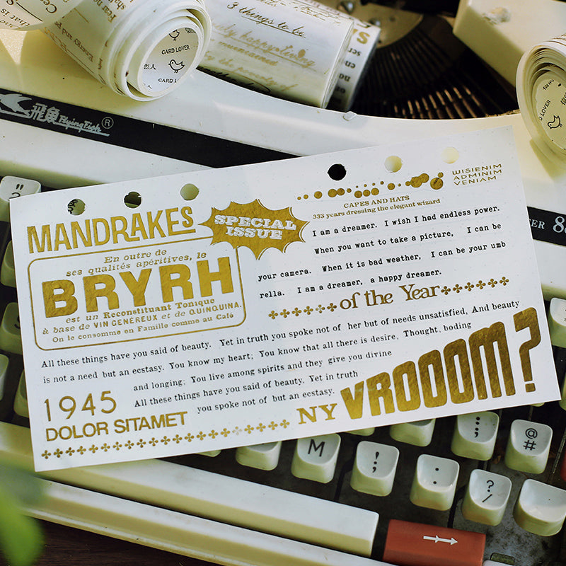 London Newspaper Gold Foil Washi Tape