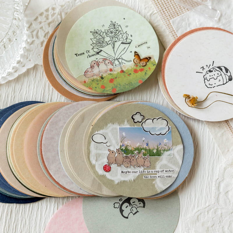 30 PCS Round Literary Material Paper