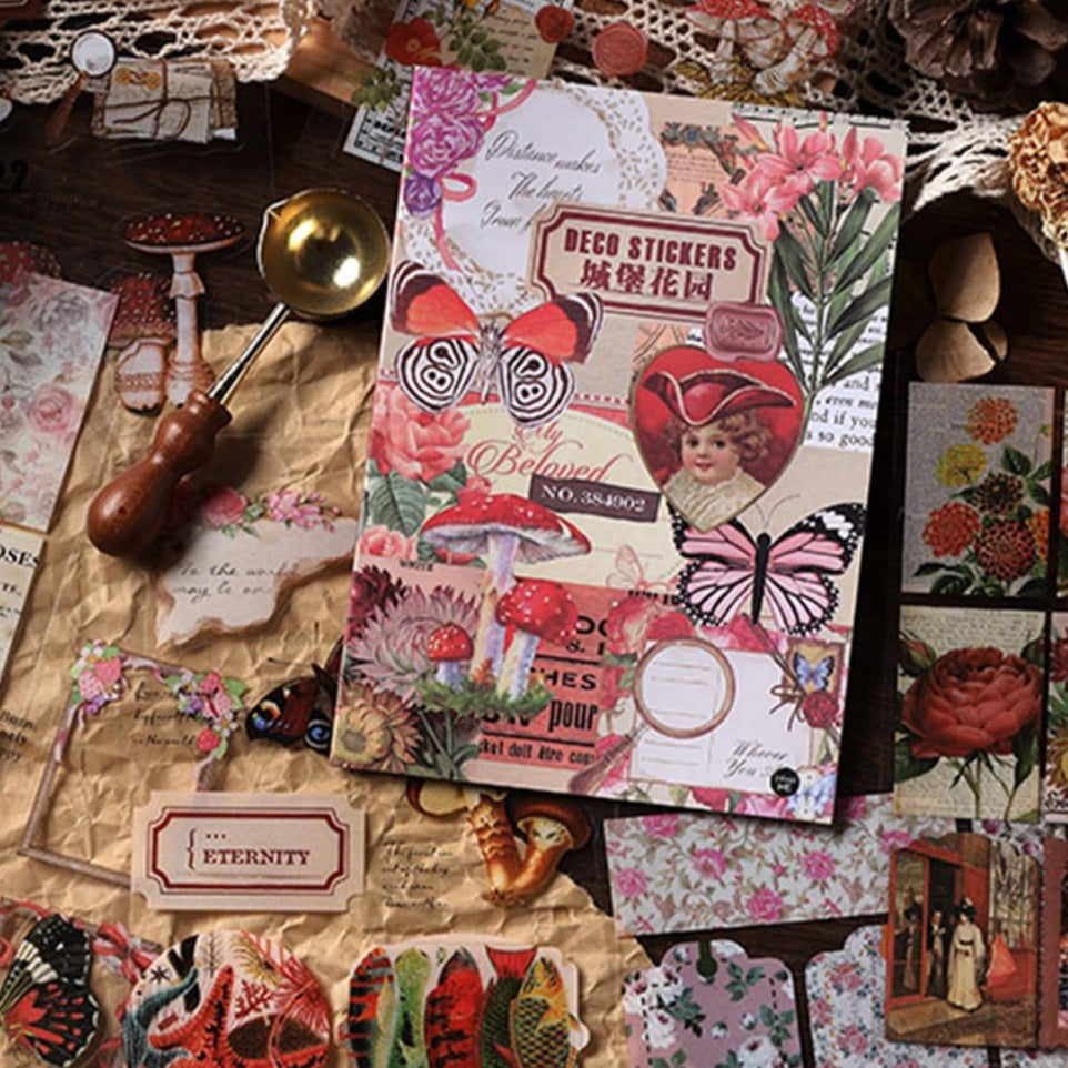 20 Sheets Vintage Precut PET Stickers Scrapbook