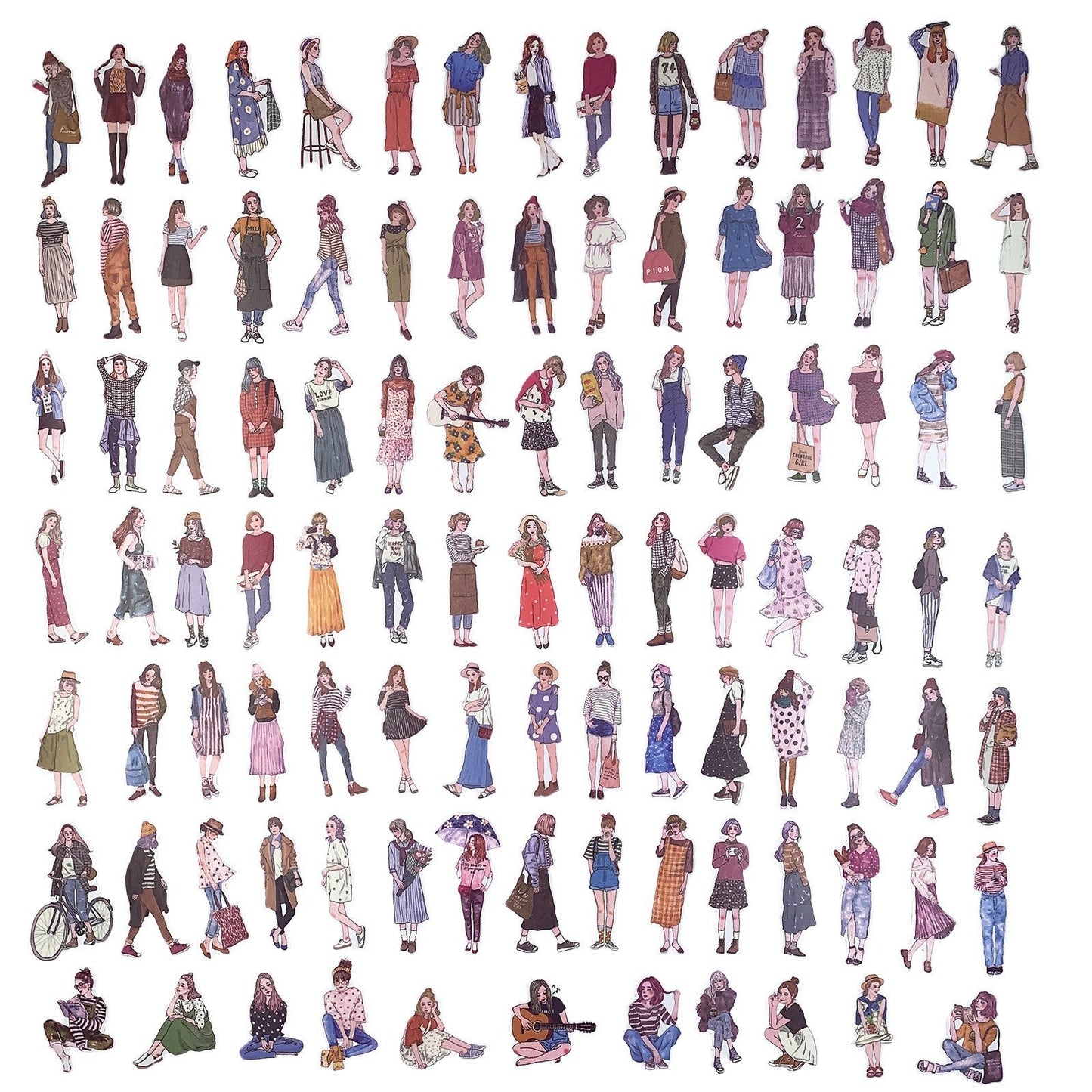 100 PCS Fashion Girl Sticker Pack