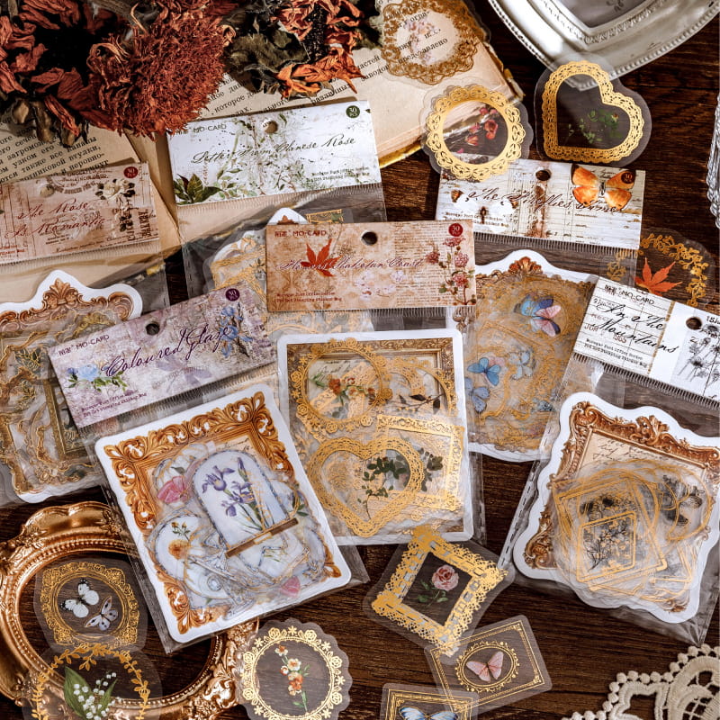 30 PCS Baroque Bronzing Sticker Pack