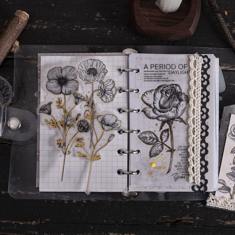 Gold Foil Floral Sticker Pack
