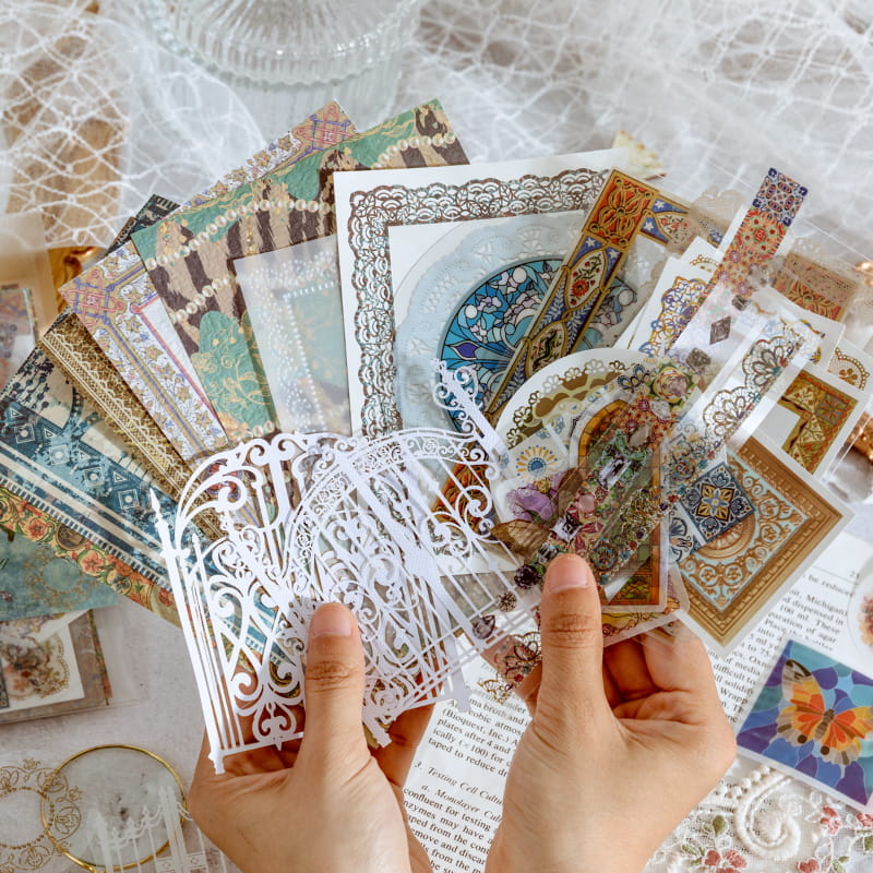 30 PCS Lace Workshop Decor Paper And Sticker