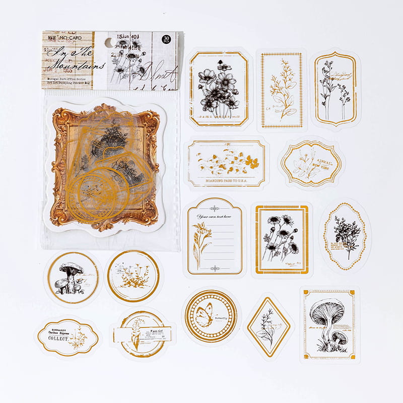 30 PCS Baroque Bronzing Sticker Pack