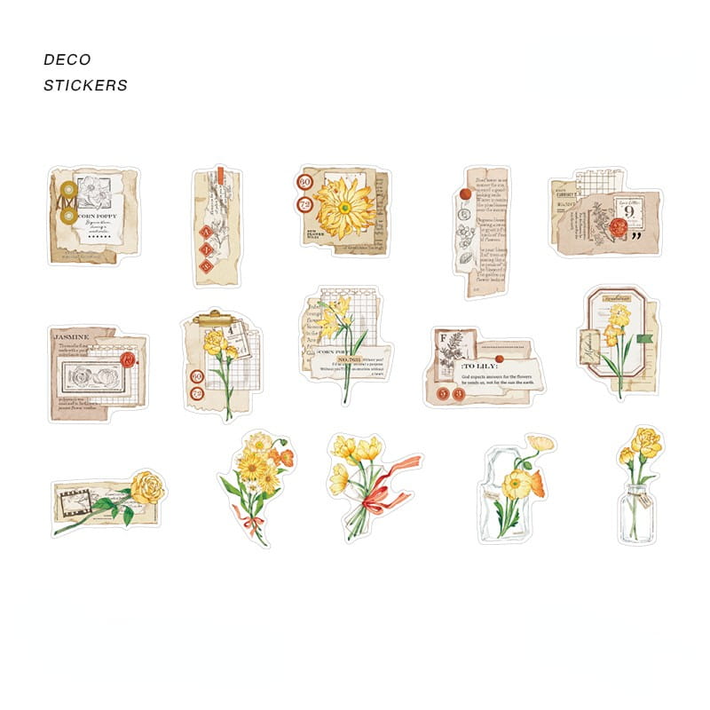 30 PCS Floral And Label Decor Stickers