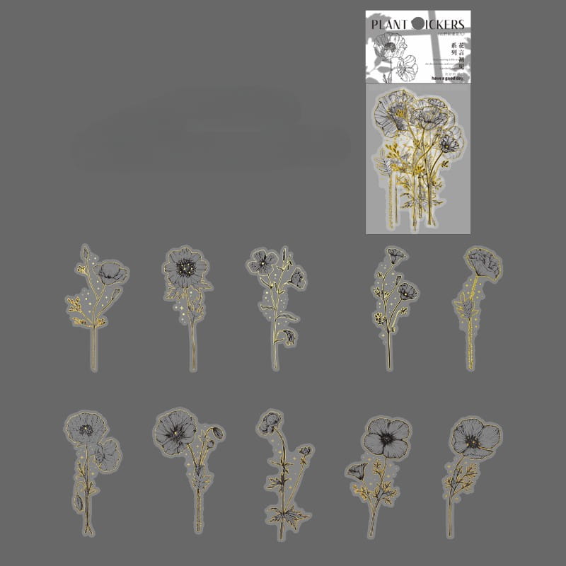 Gold Foil Floral Sticker Pack