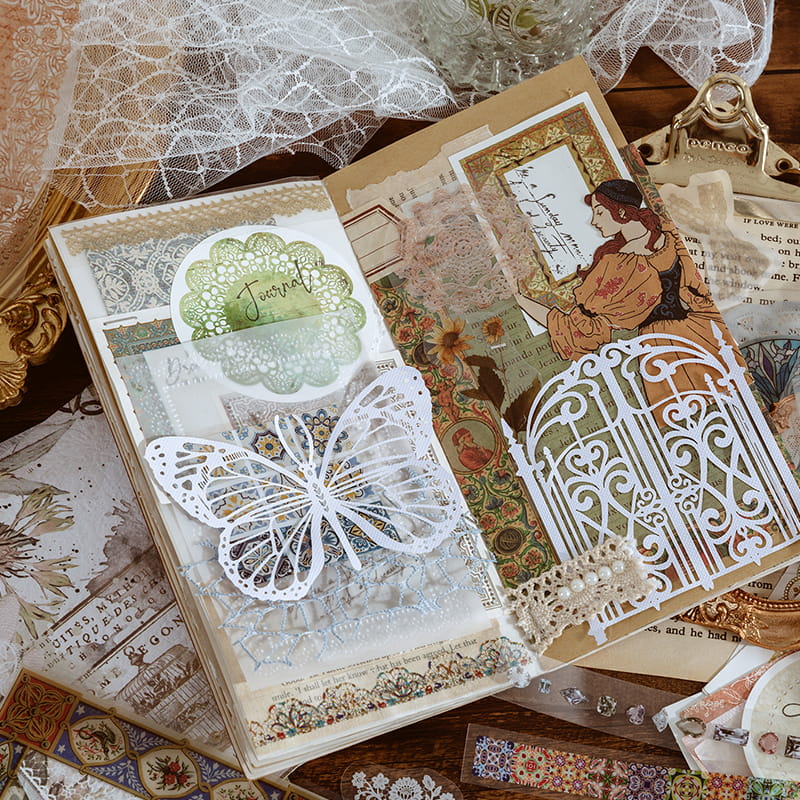 30 PCS Lace Workshop Decor Paper And Sticker
