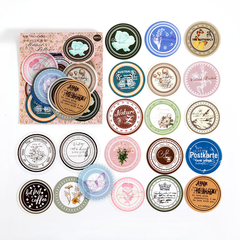 40 PCS Retro Image Pet Decor Stickers