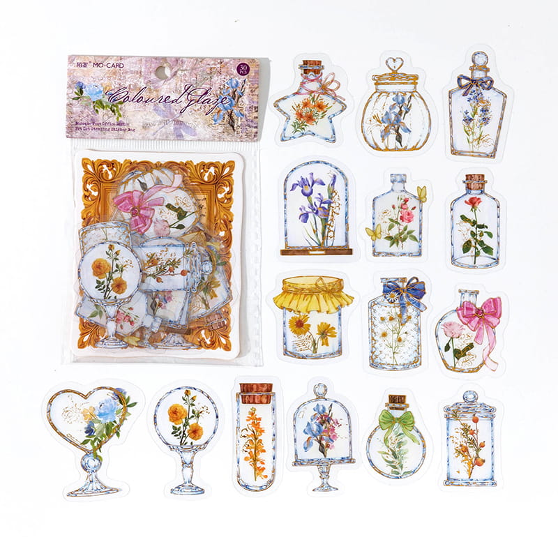 30 PCS Baroque Bronzing Sticker Pack