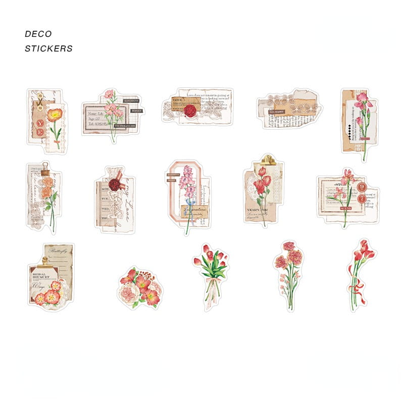 30 PCS Floral And Label Decor Stickers