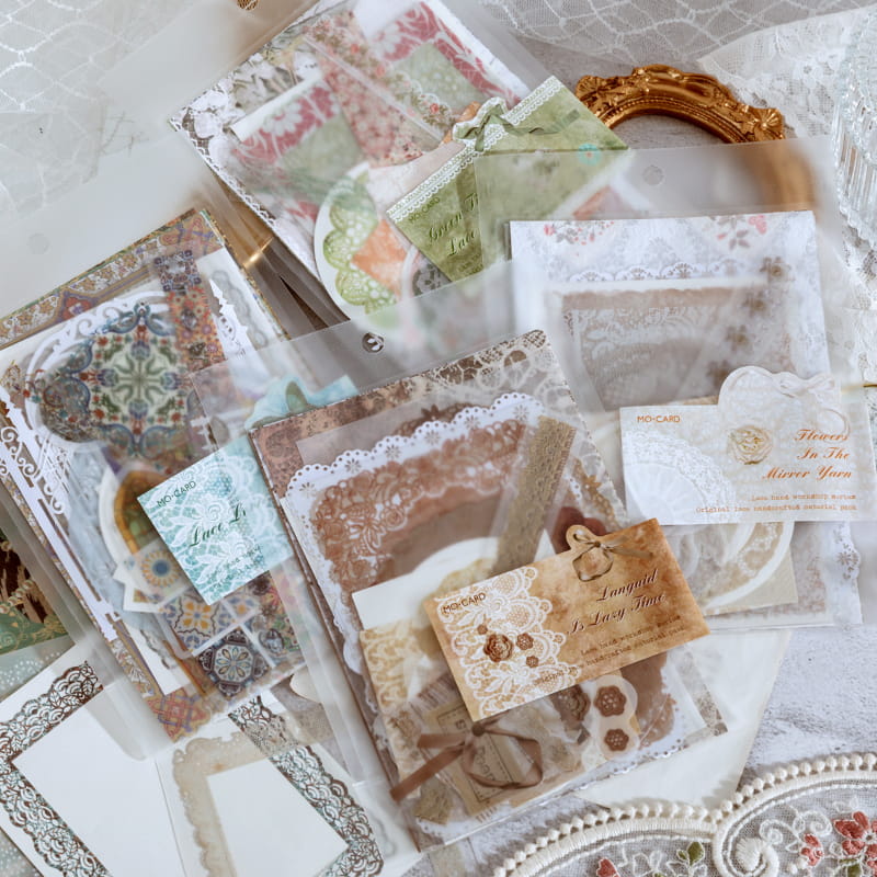 30 PCS Lace Workshop Decor Paper And Sticker