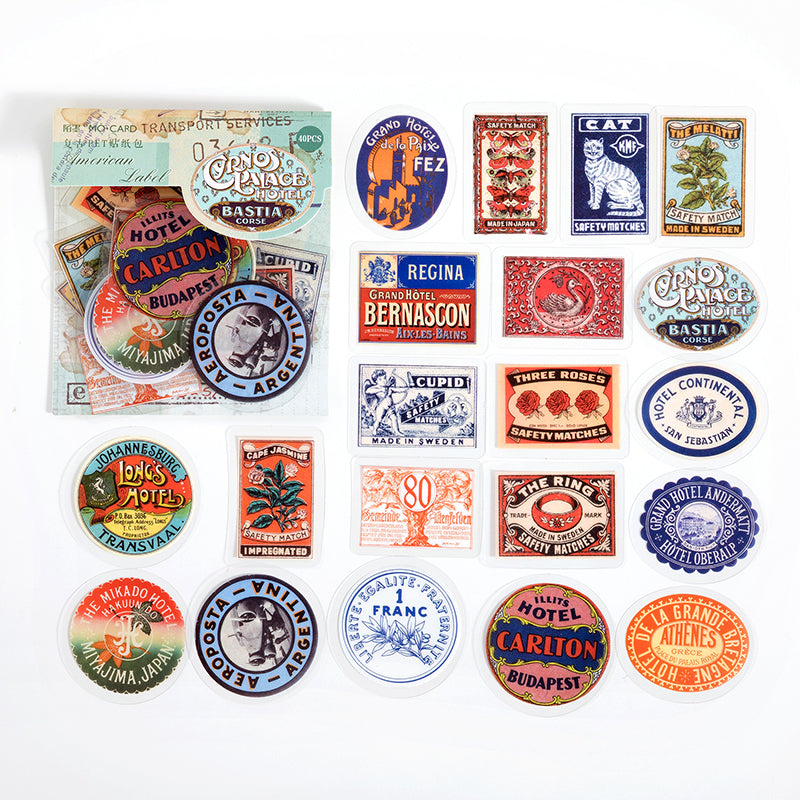 40 PCS Retro Image Pet Decor Stickers