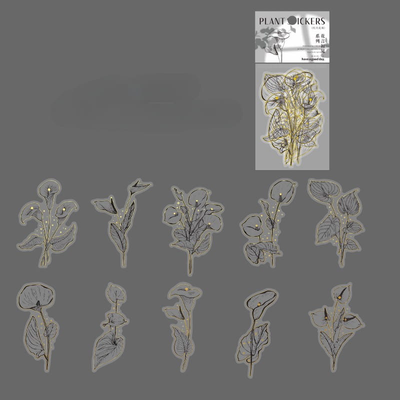 Gold Foil Floral Sticker Pack