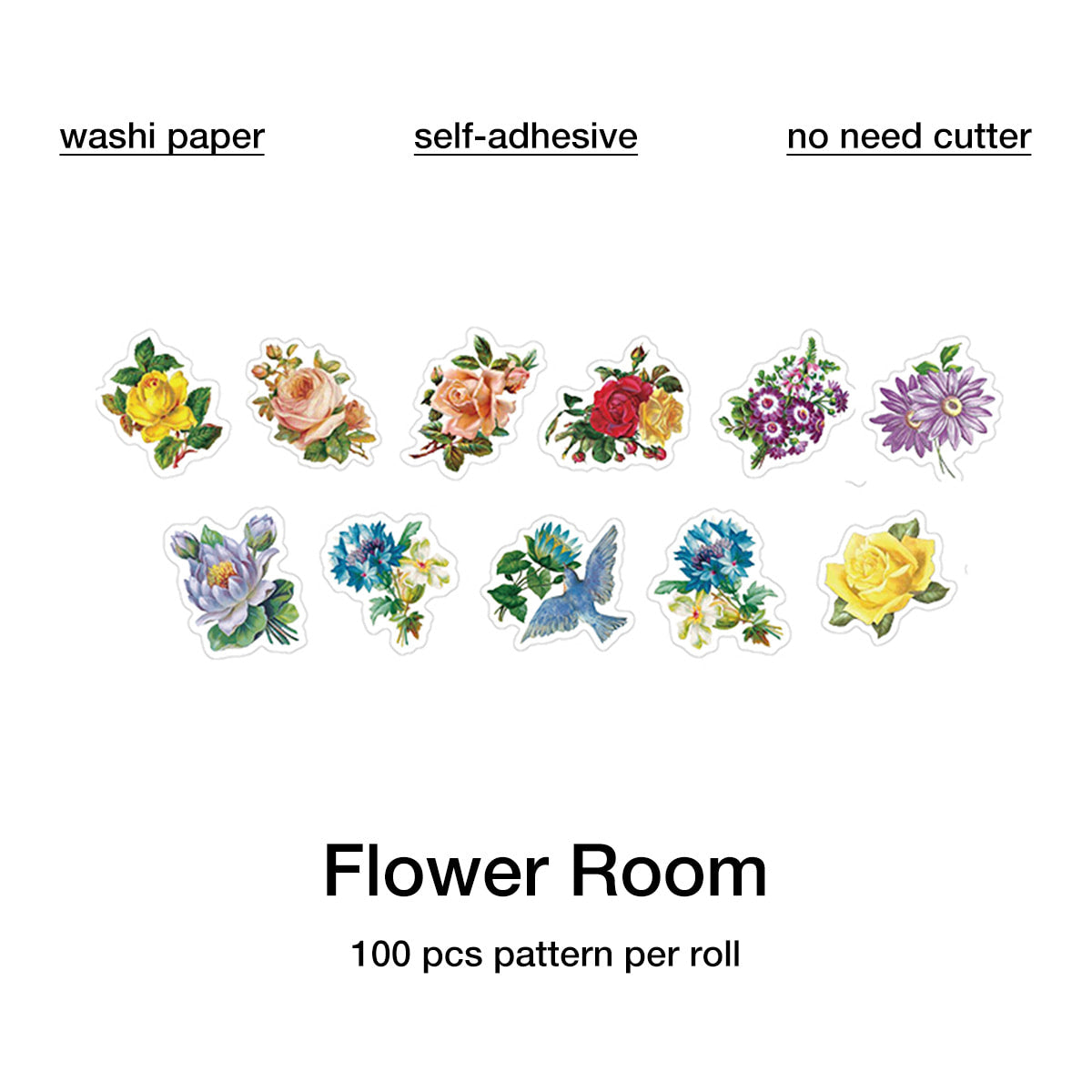 Flowers And Animals Shaped Pattern Washi Tape